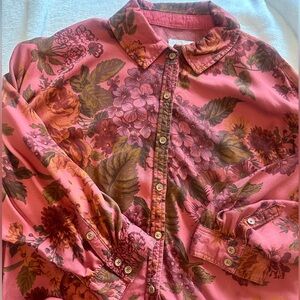 Anthropologie Bat Wing Floral Top Sz Large